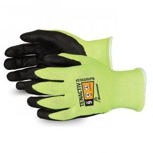 Superior Glove Tenactiv Hi Vis Micropore Nitrile Grip Yellow 09 Ref