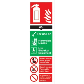 Carbon Dioxide Fire Extinguisher Rigid PVC Sign - 100 X 300MM - Sitesafe