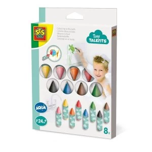 SES CREATIVE Childrens Tiny Talents Aqua Colouring in the Bath, 8 Aqua Crayons Set