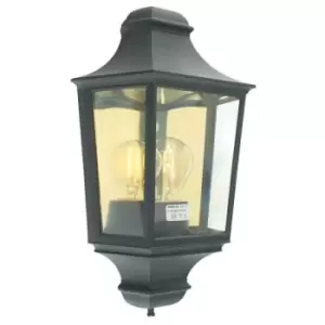1 Light Outdoor Wall Half Lantern Light Black IP65, E27 - Elstead