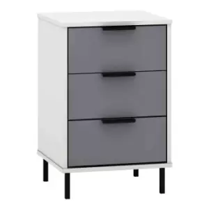 Seconique Madrid 3 Drawer Bedside - Grey/White Gloss