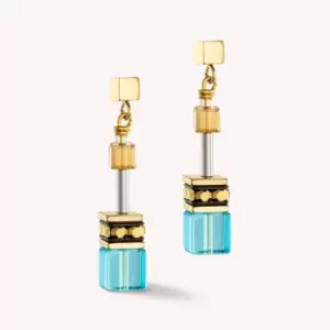 Coeur De Lion Classic GEOCUBE Earrings Gold & Turquoise