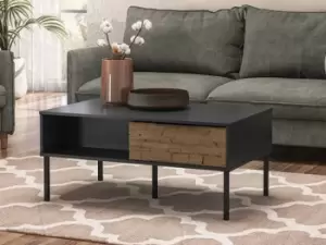 Seconique Madrid Acacia and Black 2 Drawer Coffee Table