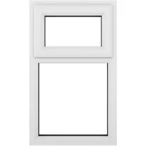 Crystal Casement uPVC Window Top Hung Opening Over Fixed Light 1190mm x 1115mm Clear Double Glazing in White