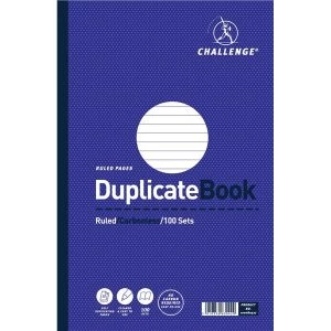 Challenge 297mm x 195mm 100 Sheets Side Taped Ruled Perforated Duplicate Book Blue