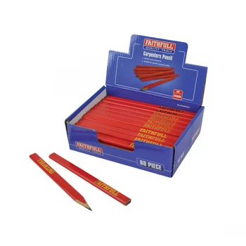 Faithfull FAICPDISPR80 Carpenter's Pencils - Red / Medium (Display 80)