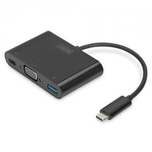 Digitus DA-70854 video cable adapter 0.15 m USB Type-C USB Type-C + USB Type-A + VGA (D-Sub) Black