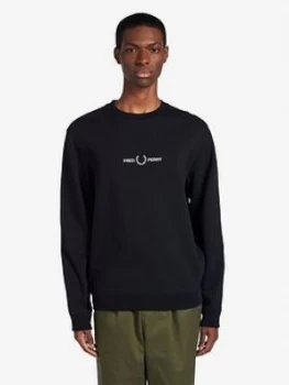 Fred Perry Graphic Sweatshirt, Black, Size S, Men