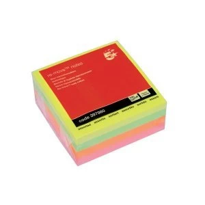5 Star Office 76x76mm Re Move Notes Cube Neon Rainbow Pad of 400 Sheets