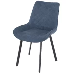 Pair of Blue Fabric Dining Chairs Upholstered Accent Modern Black Metal Legs