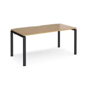 Bench Desk Single Person Starter Rectangular Desk 1600mm Oak Tops With Black Frames 800mm Depth Adapt