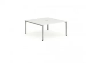 B2B Silver Frame Bench Desk 1200 White (2 Pod)