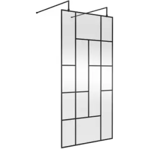 Abstract Frame Wetroom Screen with Support Bars 1000mm Wide - 8mm Glass - Hudson Reed