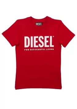 Diesel Kids Classic Logo T-Shirt In Red