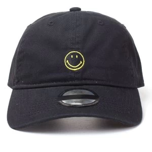 Smiley - Embroidered Logo Unisex Adjuster Fitting Strap Cap - Black