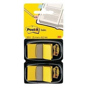 Post it Standard Index Flags 25x44mm Yellow 2 x Pack of 50 Flags