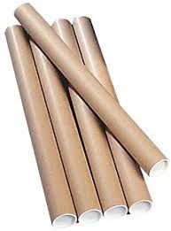 Postal Tube Cardboard 76mm x 760mm with Plastic End Caps Pack of 12