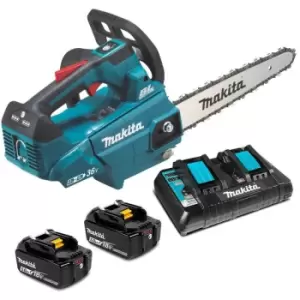 Makita DUC256 18v LXT Cordless Brushless Top Handled Chainsaw 250mm 2 x 5ah Li-ion Charger