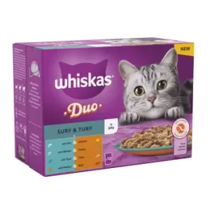Whiskas Adult Cat Wet Food Pouches Surf and Turf in Jelly 12 x 85g - wilko