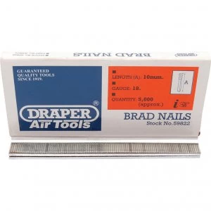 Draper 18 Gauge Brad Nails 10mm Pack of 5000
