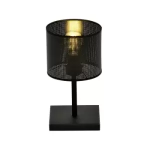Emibig Jordan Black Table Lamp with Round Shade with Black Fabric Shades, 1x E27
