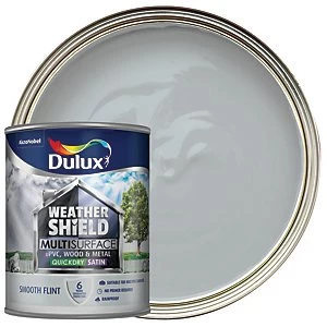 Dulux Weathershield Multi Surface Quick Dry Smooth Flint Satin Paint 750ml