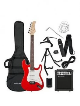 Rocket Full Size Electric Guitar Pack In Red With Free Online Music Lessons