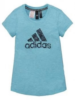 adidas Junior Girls T-Shirt - Blue, Size 7-8 Years, Women