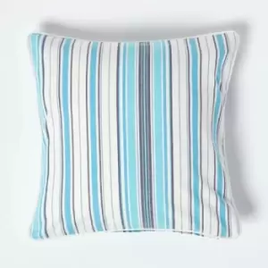 Cotton New England Stripe Cushion Cover, 45 x 45cm - Blue - Homescapes