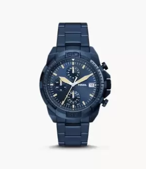 Fossil Men Bronson Chronograph Navy Stainless Steel Watch