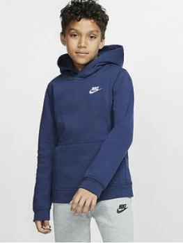 Boys, Nike Kids NSW Overhead Hoodie Club - Navy/White, Blue/White, Size XS, 6-8 Years