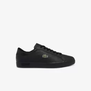 Lacoste Mens Powercourt Burnished Leather Sneakers Size 7 UK Black