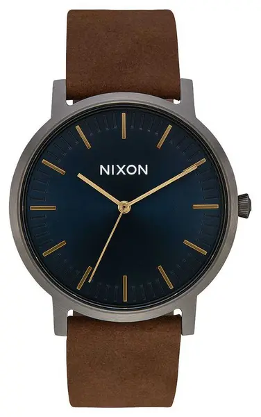 Nixon A1058-2984-00 Porter Leather Gunmetal / Indigo / Watch