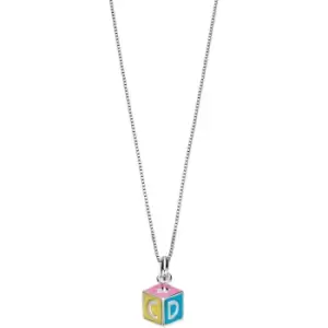 Childrens D For Diamond Sterling Silver Alphabet Block Necklace