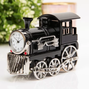 WILLIAM WIDDOP Miniature Clock - Black Steam Train