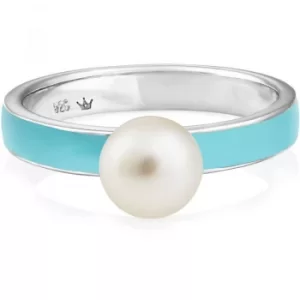 Ladies Jersey Pearl Sterling Silver Viva Freshwater Pearl Light Blue Ring Size M