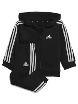 adidas Sportswear Infant 3 Stripe Full Zip Set - Black, Size 3-4 Years