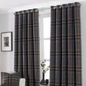 Riva Home Aviemore Checked Pattern Ringtop Curtains (46 x 54" (117 x 137cm)) (Rust)