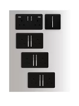 Trendiswitch Bedroom Kit - 1 X Single Switch 3 X Double Socket 1 X Double USB Socket