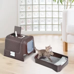 Pawhut Cat Litter Box With Scoop-Coffee