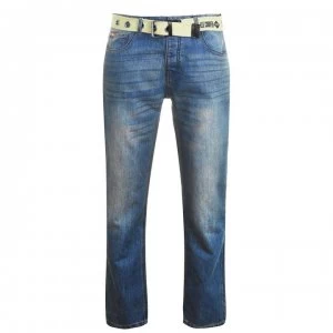 Lee Cooper Belted Jeans Mens - Mid wash