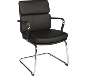 TEKNIK Deco 1101BLK Faux Leather Visitor Chair - Black & Bright Chrome, Black