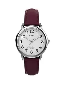 Timex Easy Reader Classic Leather Womens Watch, Burgundy, Women