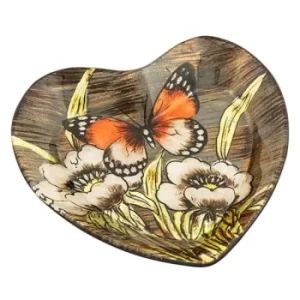 Amber Butterfly Heart Dish