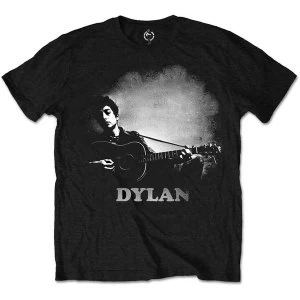 Bob Dylan - Guitar & Logo Unisex Small T-Shirt - Black