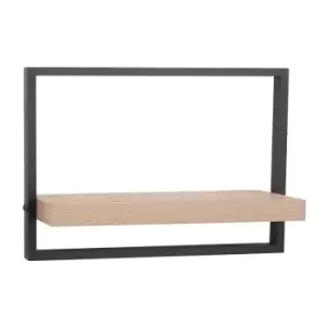 Nova Framed Floating Shelf Kit - Oak Effect Shelf With Black Frame