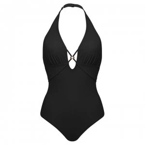Figleaves Icon Strapping Halter Shaping Swimsuit - Black