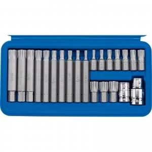 Draper 22 Piece 3/8" and 1/2" Drive Ribe Socket and Bit Set Combination 100mm