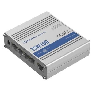 Teltonika TSW100 Industrial Unmanaged 4 Port POE+ Network Switch UK Plug