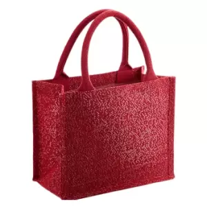 Westford Mill Shimmer Jute Mini Gift Bag (One Size) (Red/ Gold)